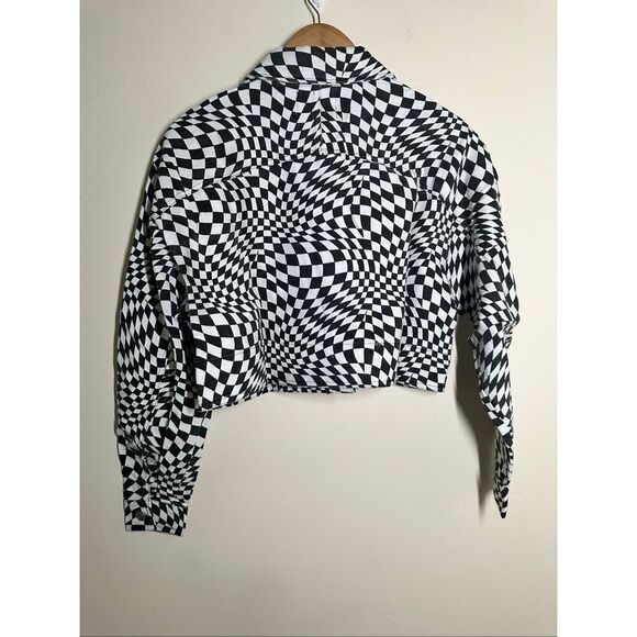 Anthropologie Elodie Black and White Optical Illusion Cropped Jacket Size Small - Picture 4 of 4